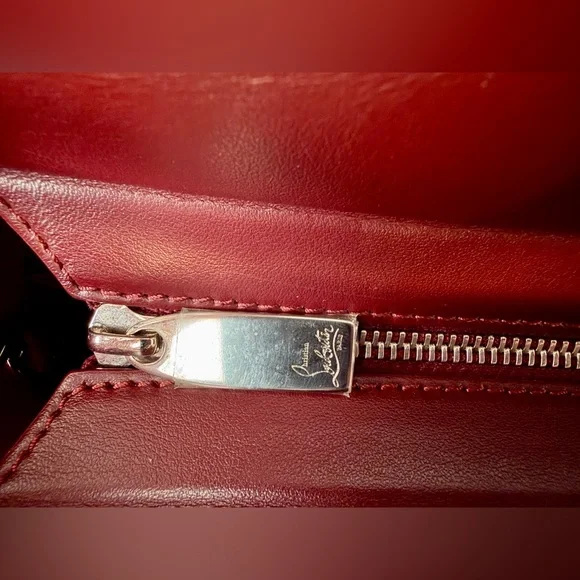 Christian Louboutin Calfskin Spikes Loubinthesky Medium Paloma Tote | Merlot - Picture 10 of 16